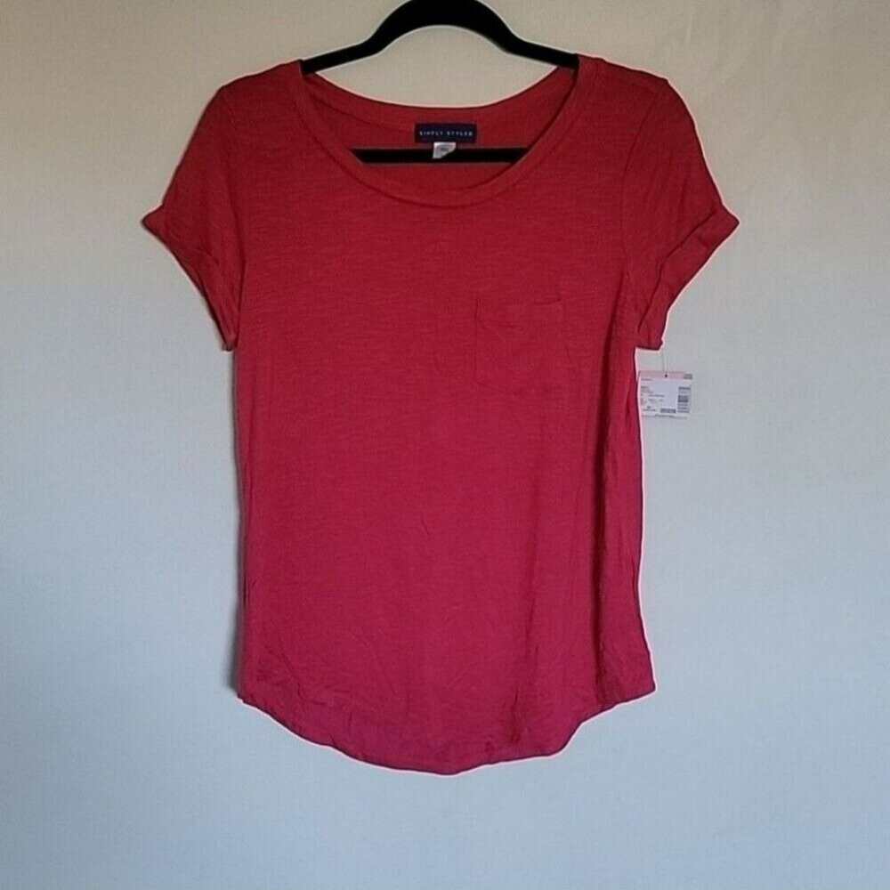 Simply Styled Fuscia Pink with One Breast Pocket Blouse Size Small NWT